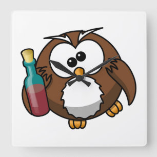 "WO IST DAS PARTY?" DRUNKEN OWL QUADRATISCHE WANDUHR