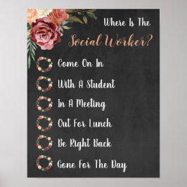 Wo ist das Türzeichen des Sozialarbeiterbüros? Poster