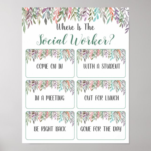 Wo ist das Türzeichen des Sozialarbeiterbüros? Poster (Vorne)