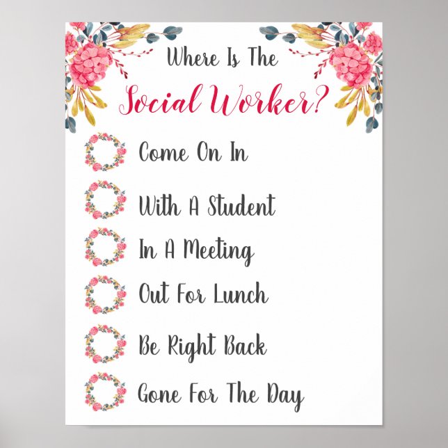 Wo ist das Türzeichen des Sozialarbeiterbüros? Poster (Vorne)