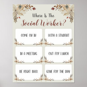 Wo ist das Türzeichen des Sozialarbeiterbüros? Poster