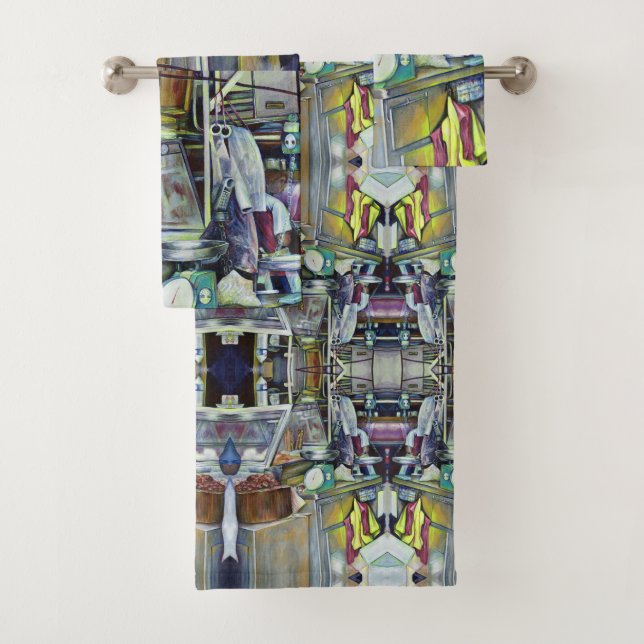 Wo ist der Fischkopf Curry, Singapur? Badhandtuch Set (Insitu)