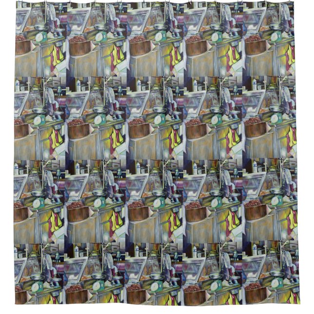 Wo ist der Fischkopf Curry? Singapur Duschvorhang (Vorderseite)