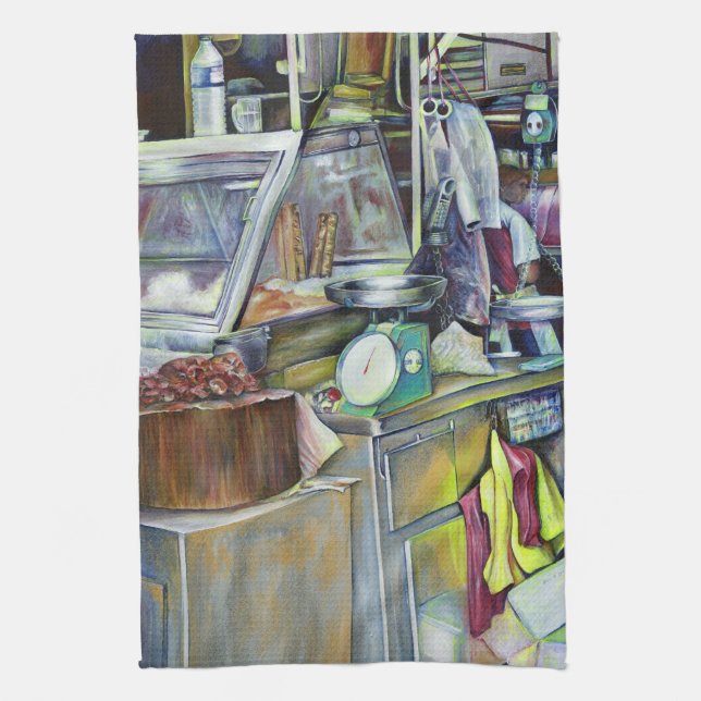 Wo ist der Fischkopf Curry?Singapur Geschirrtuch (Vertikal)