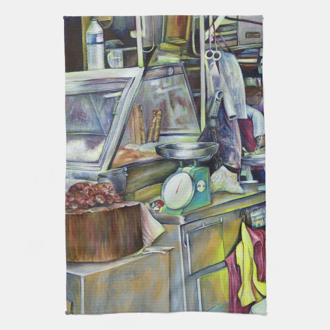 Wo ist der Fischkopf Curry?Singapur Geschirrtuch (Vertikal)