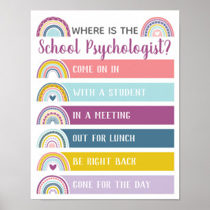 Wo ist der Psychologe Office Door Sign Rainbow? Poster