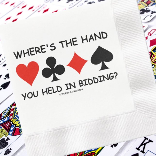 Wo ist die Hand, die du im Gebot gehalten hast? Br Serviette (Humorous bridge query paper napkin for your next bridge event that will get a lot of laughs!)