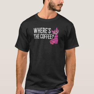 Wo ist die Kaffee-Lila-Gestreifte-Katze-Grinsen-Ob T-Shirt