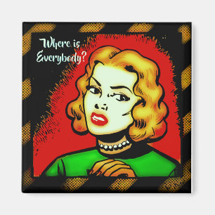 Wo ist jeder ? Retro-Comic-Magnet Magnet