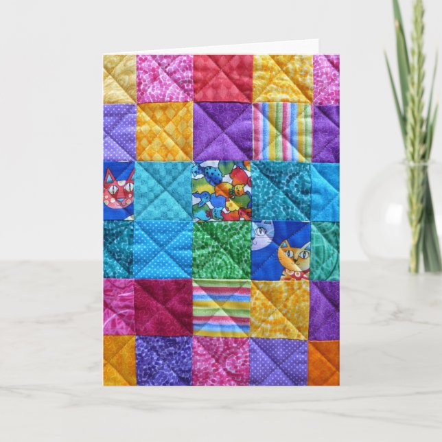 "Wo ist Kitty?" Patchwork-Grußkarte Karte (Vorderseite)