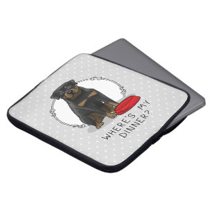 Wo ist mein Abendessen? Rottweiler mit Red Dog Dis Laptopschutzhülle