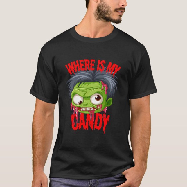 WO IST MEIN CANDY HOLLOWEEN THEMED GRAPHIC T-SHIRT (Vorderseite)