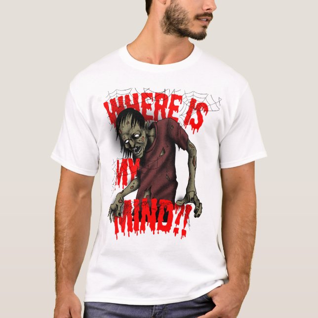 Wo ist mein Geist?! Zombie Halloween Design T-Shirt (Vorderseite)
