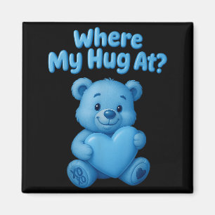 Wo ist mein Kuss süßer Teddybär hält Herz lustig Magnet