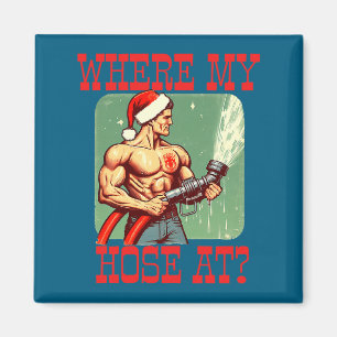 Wo ist mein Schlauch_ Weihnachten Lustiges Feuerwe Magnet