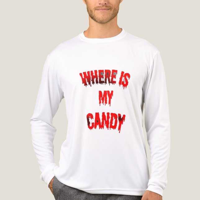 Wo ist mein Süßigkeiten hungriges Zitat Horror vib Tri-Blend Shirt (Vorderseite)