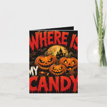 Wo ist meine Candy Halloween gefaltete Einladung |