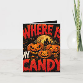 Wo ist meine Candy Halloween gefaltete Einladung |