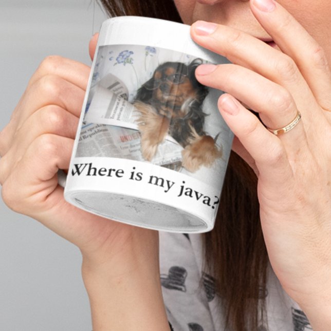 Wo ist meine Java? Cavalier King Charles Spaniel Kaffeetasse (Start your day with a smile! This hilarious mug captures the playful antics of this dog!)