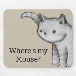 "Wo ist meine Maus? Whimsischer Stift Zeichnend Ka Mousepad