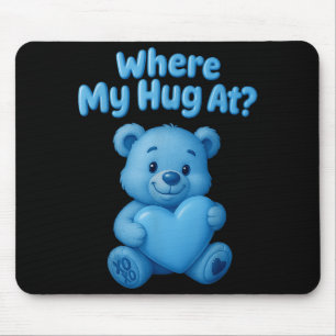 Wo ist meine Umarmung, süßer Teddybär hält Herz lu Mousepad