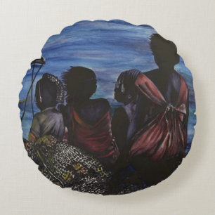 Wo ist Papa? Hafen Insel, Bahamas Rundes Kissen