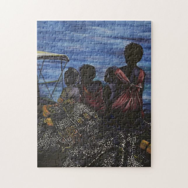 Wo ist Papa? Hafen Insel Puzzle (Vertikal)