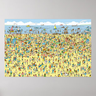 Wo ist Waldo am Strand? Poster