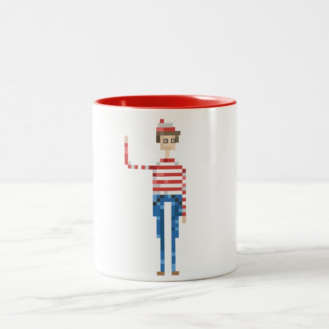 "Wo ist Waldo? "Pixel-Illustrations-Tasse Zweifarbige Tasse (Mittel)