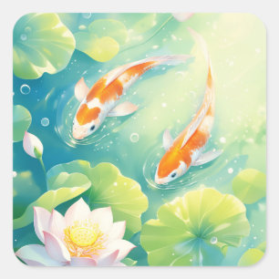 Wo Koi-Träume schwimmen Quadratischer Aufkleber