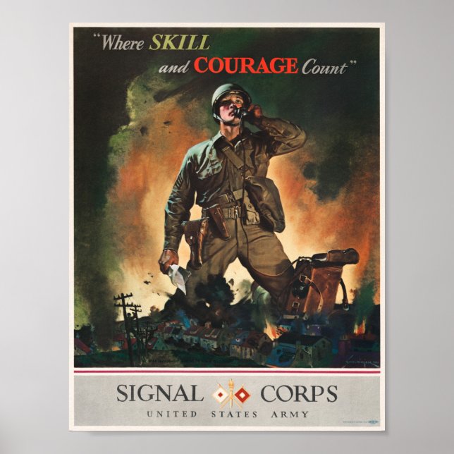 Wo Kompetenz und Courage Count - Signalkorps Poster (Vorne)