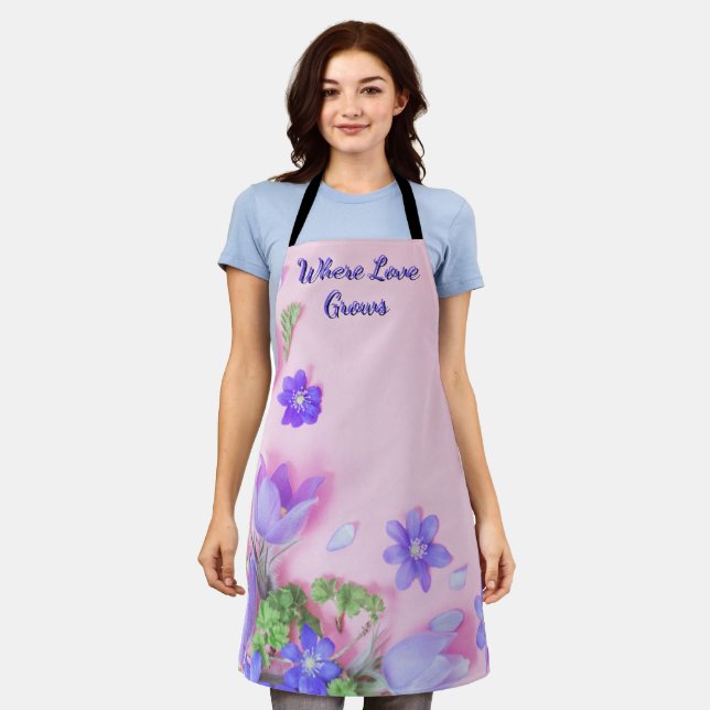Wo Liebe wächst Schürze | Florale Küchenschürze (Getragen)