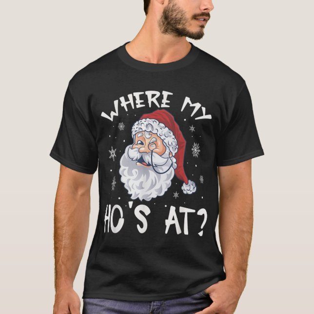 Wo meine Weihnachtsferien Pajamas Santa Adult T-Shirt (Vorderseite)