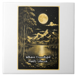 Wo Mondlicht Stille Trifft Serene Nachtlandschaft Fliese