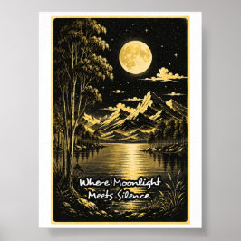 Wo Mondlicht Stille Trifft Serene Nachtlandschaft Poster