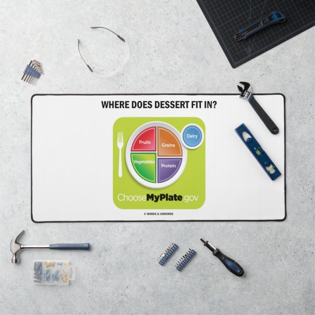 Wo passt Dessert hinein? MyPlate-Spaß Schreibtischunterlage (Arbeitsplatz)