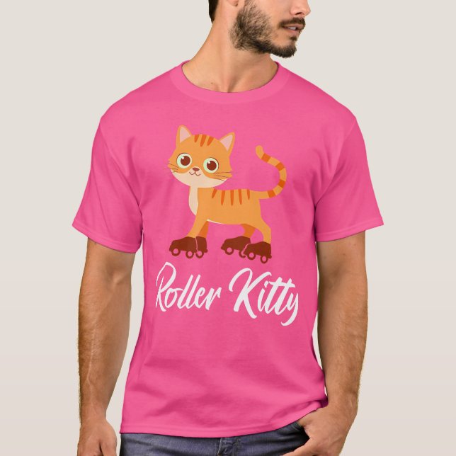 Wo Roller Kitten Roller Skating Girl T-Shirt (Vorderseite)