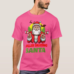 Wo Rollschuhfahren Weihnachtsmann Weihnachten Feie T-Shirt