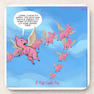 Wo Schweine Fliegen Lustiger Veganer Cartoon Untersetzer