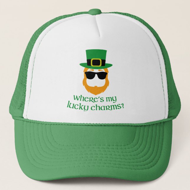 Wo sind meine Glücksbringer? St Patrick Day Leprec Truckerkappe (Vorderseite)