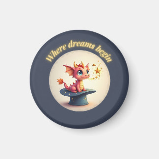Wo Träume beginnen - Niedliches Drachenmagazin Magnet