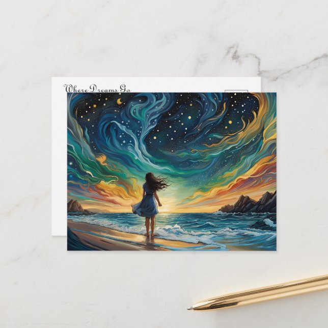 Wo Träume hingehen Postkarte (Vorderseite/Rückseite Beispiel)