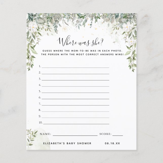 Wo war sie? | Baby Showspiel (Vorderseite)