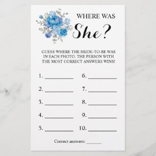 Wo war sie? Blue Blume Showspielkarte Flyer
