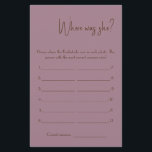 Wo war sie? Showgame Card Flyer<br><div class="desc">Machen Sie es sich selbst,  indem Sie Ihren Text hinzufügen. Um auf erweiterte Editierwerkzeuge zuzugreifen,  gehen Sie bitte zu "Personalisieren",  scrollen Sie nach unten und drücken Sie den Link "Weitere Anpassungen vornehmen". Klicken Sie für weitere passende Designs auf den Link "Andere Produkte aus dieser Sammlung".</div>