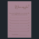 Wo war sie? Showgame Card Flyer<br><div class="desc">Machen Sie es sich selbst,  indem Sie Ihren Text hinzufügen. Um auf erweiterte Editierwerkzeuge zuzugreifen,  gehen Sie bitte zu "Personalisieren",  scrollen Sie nach unten und drücken Sie den Link "Weitere Anpassungen vornehmen". Klicken Sie für weitere passende Designs auf den Link "Andere Produkte aus dieser Sammlung".</div>