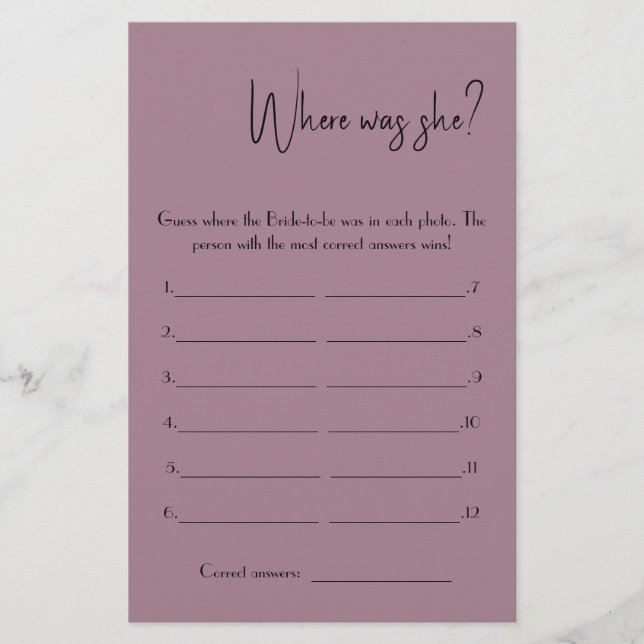 Wo war sie? Showgame Card Flyer (Vorne)