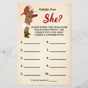 Wo waren Mama OM Fireman Baby Showgame Card Flyer