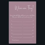 Wo waren sie? Brautparty Game Card Flyer<br><div class="desc">Fügen Sie Ihrem Brautparty mit dieser Spielkarte "Wo waren sie?" Spaß hinzu! Die Gäste erraten, wo Braut und Bräutigam in jedem Foto waren - die richtigen Antworten gewinnen. Ideal für Brautpartys, Polterabende, Verlobungsfeiern und Bachelorettes. Erhältlich in elegantem Grün, lila und Weiß. Eine stilvolle und interaktive Art, Ihre Gäste zu unterhalten!...</div>
