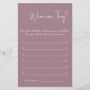 Wo waren sie? Brautparty Game Card Flyer